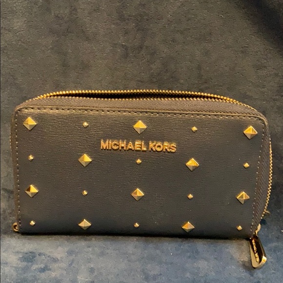 Authentic Navy Blue Studded Michael Kors Wallet - Picture 1 of 2